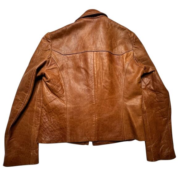Vintage 1960's Boho Brown Woodstock Style Leather Jacket Size 40 - Picture 2 of 4